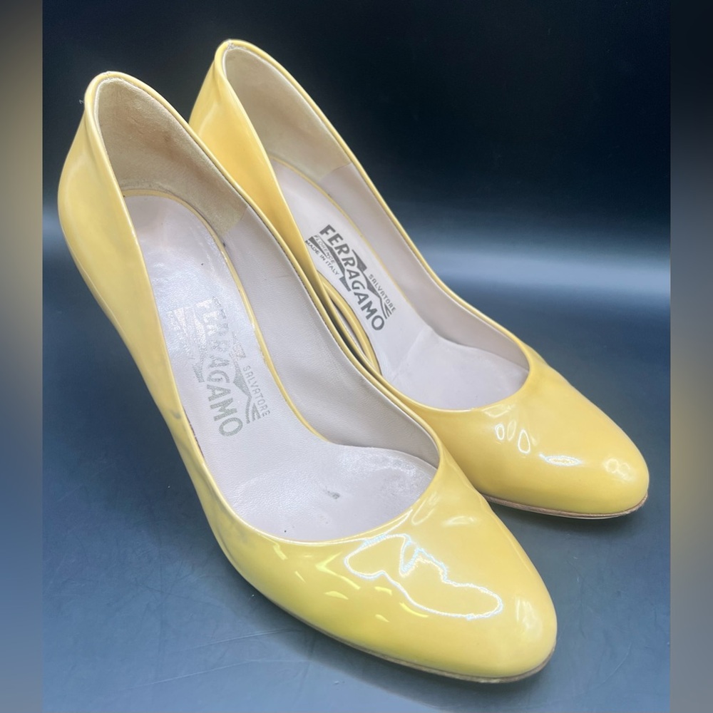 Salvatore‎ Ferragamo Yellow Heels- Size:7, Some cosmetic marks